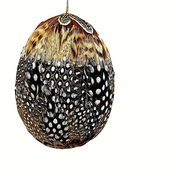 Christmas Tree Ornament Bird Feather Egg Shape Genuine Real 4" - Picture 3 of 5
